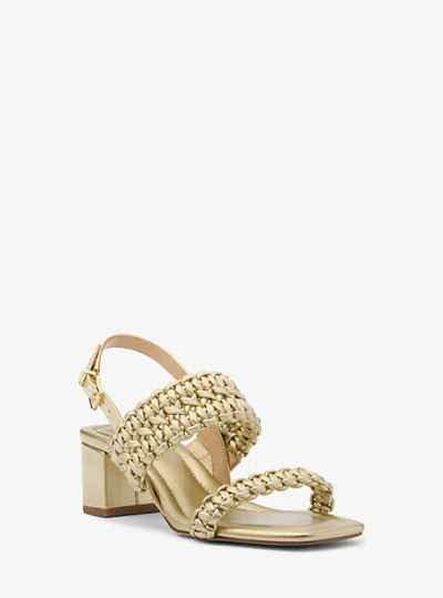 Michael Kors Audrina Metallic Woven Block Heel Sandal