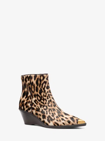 Michael Kors Austin Leopard Print Calf Hair Wedge Boot In Animal Print