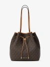 Michael Kors Avery Medium Signature Logo Bucket Tote Bag In Brown