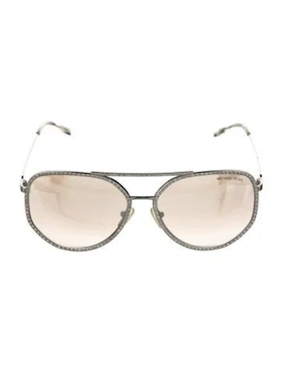 Pre-owned Michael Kors Aviator Gradient Sunglasses In Silver