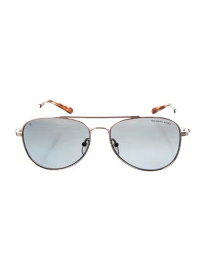 Pre-owned Michael Kors Aviator Mirrored Sunglasses In Gold