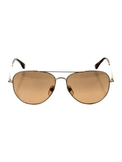 Pre-owned Michael Kors Aviator Mirrored Sunglasses In Gold