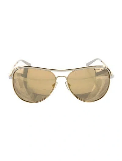 Pre-owned Michael Kors Aviator Mirrored Sunglasses In Gold/metallic