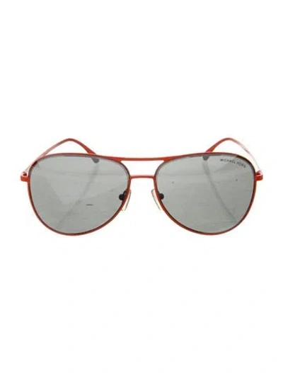 Pre-owned Michael Kors Aviator Mirrored Sunglasses In Orange