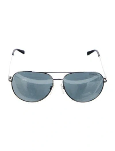Pre-owned Michael Kors Aviator Mirrored Sunglasses In Silver