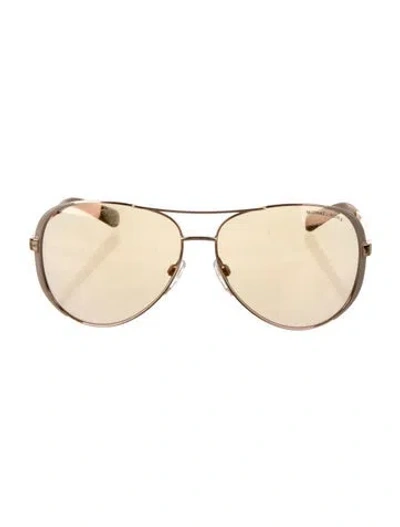 Pre-owned Michael Kors Aviator Tinted Sunglasses In Gold