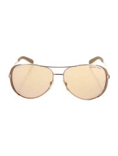 Pre-owned Michael Kors Aviator Tinted Sunglasses In Gold