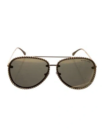 Pre-owned Michael Kors Aviator Tinted Sunglasses In Gold