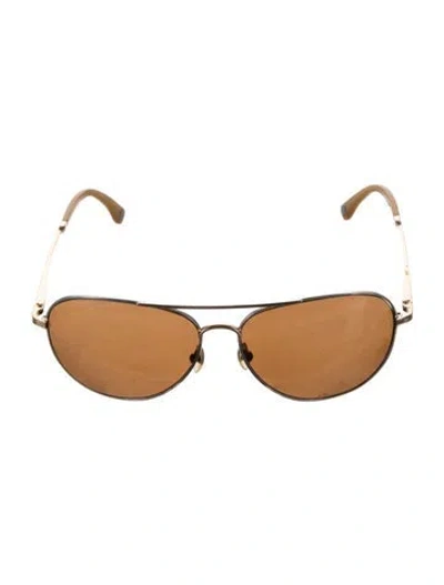Pre-owned Michael Kors Aviator Tinted Sunglasses In Gold