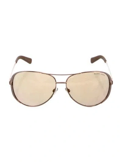 Pre-owned Michael Kors Aviator Tinted Sunglasses In Neutral