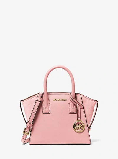 Michael Kors Avril Extra-small Leather And Suede Satchel In Pink