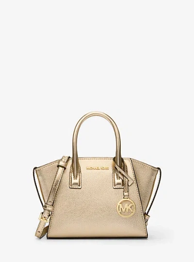 Michael Kors Avril Extra-small Metallic Leather Satchel In Gold