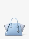 Michael Kors Avril Large Leather And Logo Jacquard Satchel