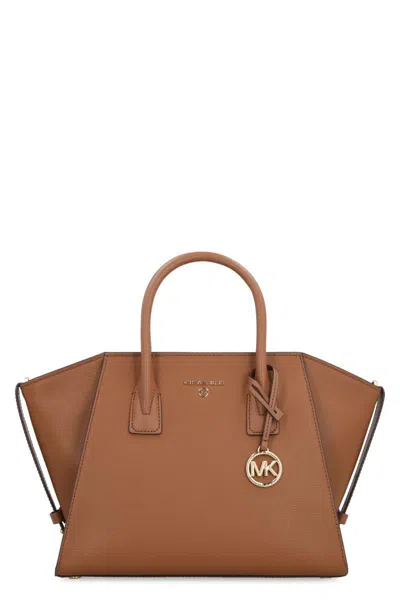 Michael Kors Avril Leather Handbag In Brown