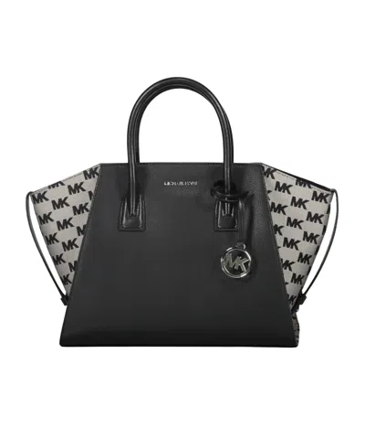 Michael Kors Avril Leather Logo-plaque Tote Bag In Black