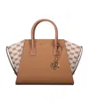 Michael Kors Avril Leather Logo-plaque Tote Bag In Brown