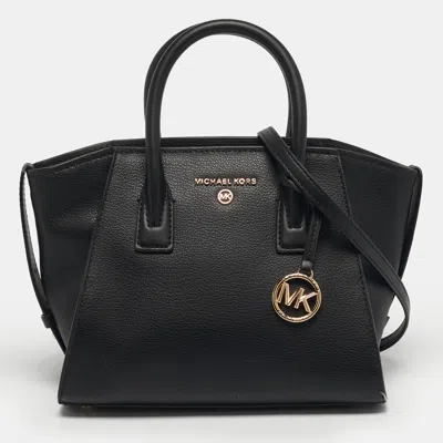 Pre-owned Michael Kors Avril Small Black Leather Satchel
