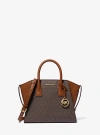Michael Kors Avril Small Logo And Leather Satchel In Brown