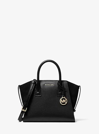 Michael Kors Avril Small Pebbled Leather Satchel In Black
