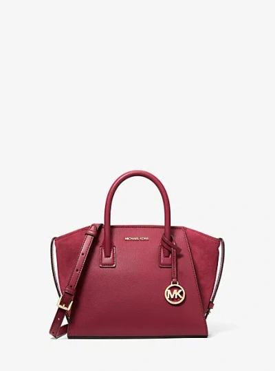 Michael Kors Avril Small Pebbled Leather Satchel In Red