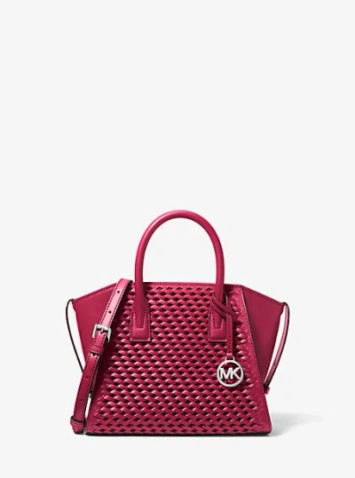 Michael Kors Avril Small Woven Satchel In Red