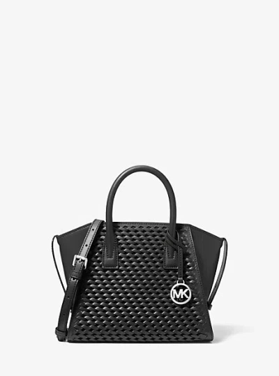 Michael Kors Avril Small Woven Satchel In Black