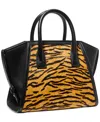 Michael Kors Avril Tiger Multi Print Calf Hairtop Zip Satchel In Multi
