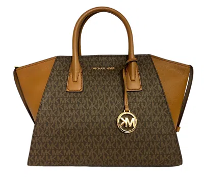 Michael Kors Avril To Zi Leather Signature Satchel Crossbody Handbag In Multi