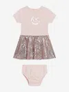 Michael Kors Monogram-print Sequin-embellished Dress In Pink