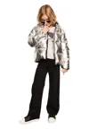 Michael Kors Metallic Puffer Jacket In Silver