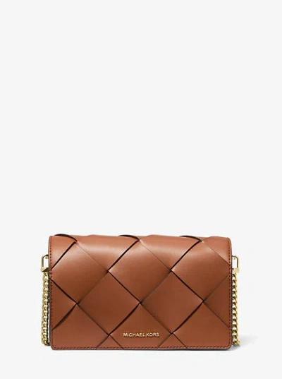 Michael Kors Camel Brown Calf Crossbody Bag In Luggage
