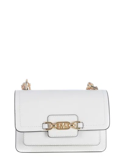 Michael Kors Heater Shoulder Bag In White Leather