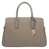 Michael Kors Grey Handbag With Metallic Lettering Logo And Pendant On The Front