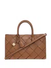 Michael Kors 'scarlett Medium' Brown Handbag With Braided Design And Top Shoulder Strap In Beige