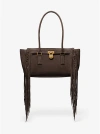 Michael Kors Hamilton Moderne Small Fringed Suede Satchel In Brown