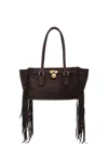Michael Kors Hamilton Moderne Small Fringed Suede Satchel In Brown