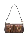 Michael Kors Rectangular Leather Shoulder Bag With Gold-tone Accents In Brown