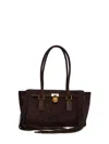 Michael Kors Hamilton Moderne Small Fringed Suede Satchel In Brown