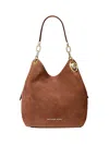Michael Kors Lillie Large Suede Shoulder Bag In Brown
