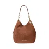 Michael Kors Lillie Large Suede Shoulder Bag In Brown