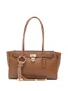 Michael Kors Hamilton Leather Shoulder Shopping Bag In Brown
