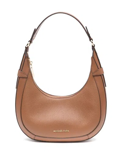 Michael Kors Preston Small Shoulder Bag In Leather In Brown