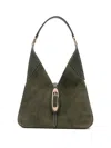 Michael Kors Medium Cornelia Suede Buckle Shoulder Bag In Green