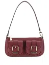 Michael Kors Zoe Bordeaux Shoulder Bag With Two Patch Pockets On The Front In Grained Leather Woman In Burgundy
