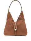 Michael Kors Suede Buckled Shoulder Bag In Brown