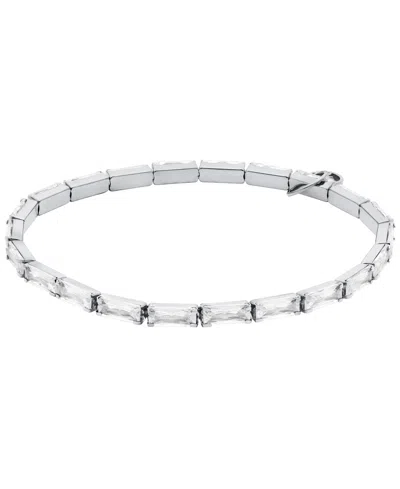 Michael Kors Baguette Stretch Tennis Bracelet In Silver