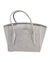 Michael Kors Bancroft Medium Woven Satchel In White Calf Leather In White
