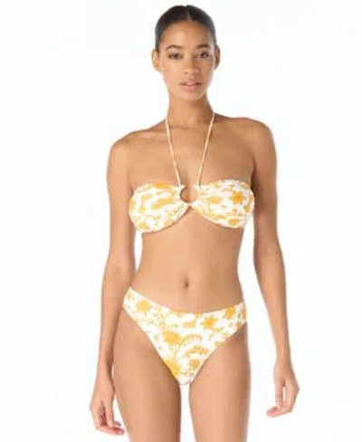 Michael Kors Bandeau Bikini Top High Leg Bottoms In Multi