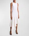 Michael Kors Asymmetrical Draped Midi Dress In Ivory
