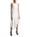 Michael Kors Asymmetrical Draped Midi Dress In Ivory